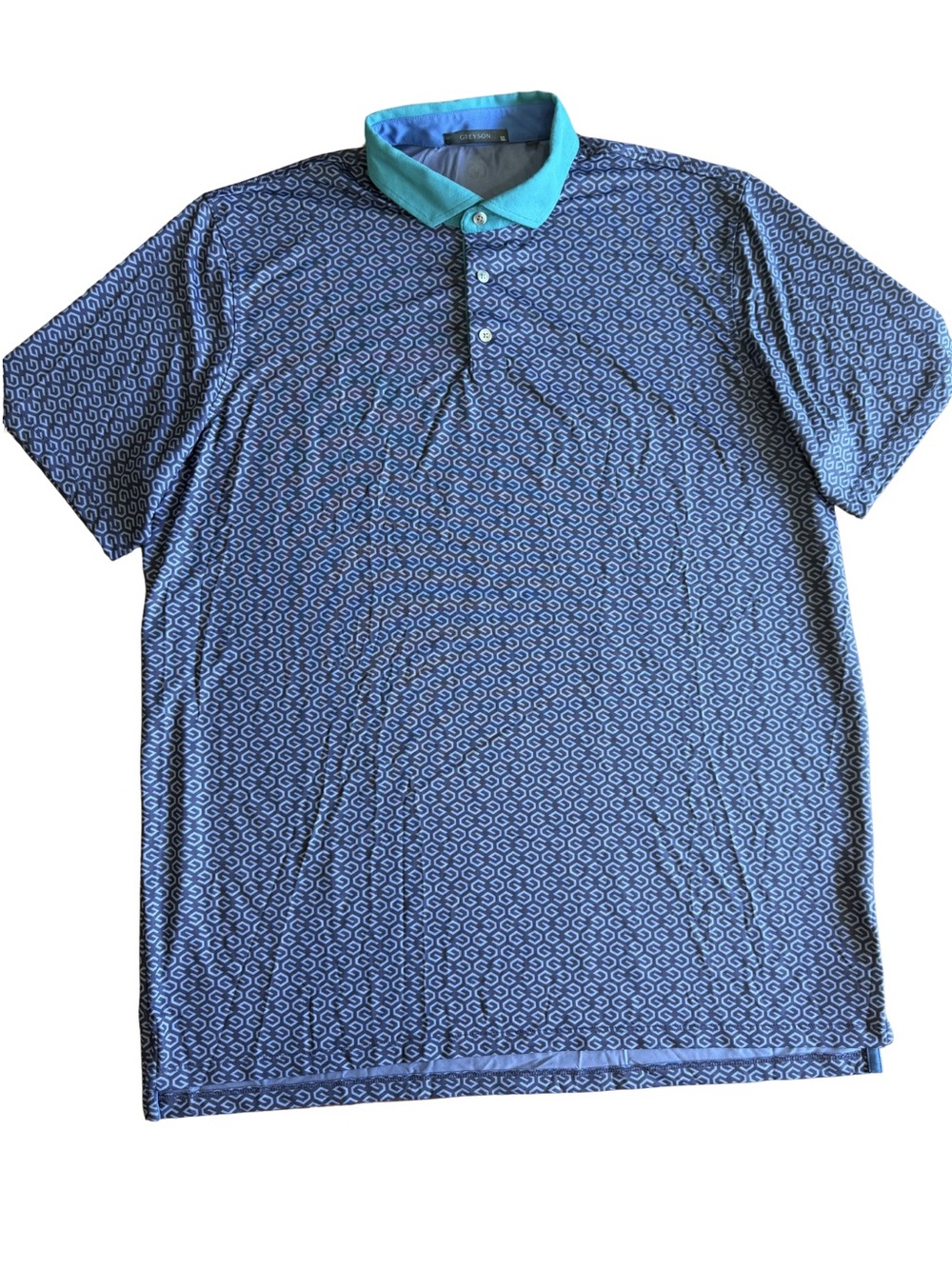 Greyson River Wild Polo XL Maltese Blue Performance Golf Shirt Teal Collar